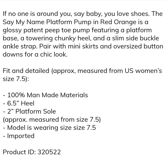 Fits like 7.5 Orange Platform Heel - Picture 2 of 9